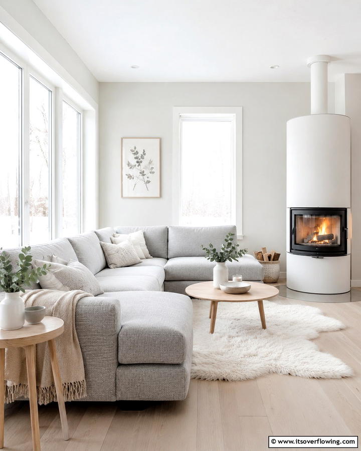 Rustic Charm with Leather Sectional - 25 Living Room Ideas With Sectionals and Fireplace