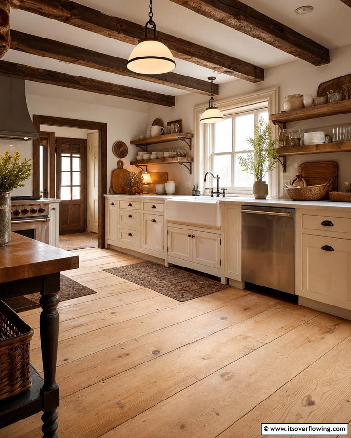 Rustic Charm with Light Wood Floors - 25 Light Wood Floor Kitchen Ideas for a Bright Space