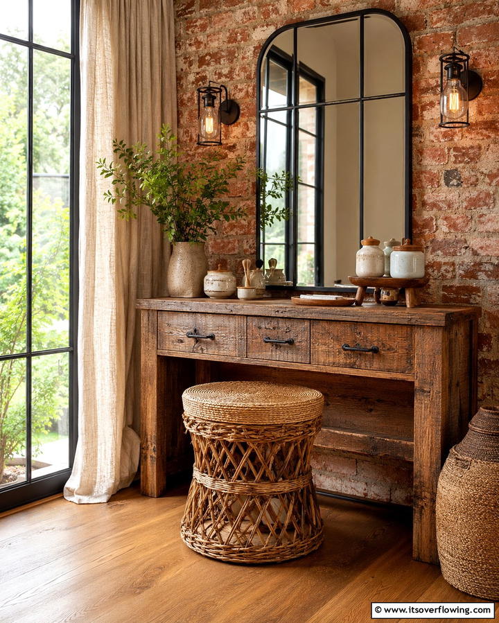 Rustic Charm with Natural Finishes - 30 Bedroom Vanity Ideas for Chic and Functional Dressing Areas