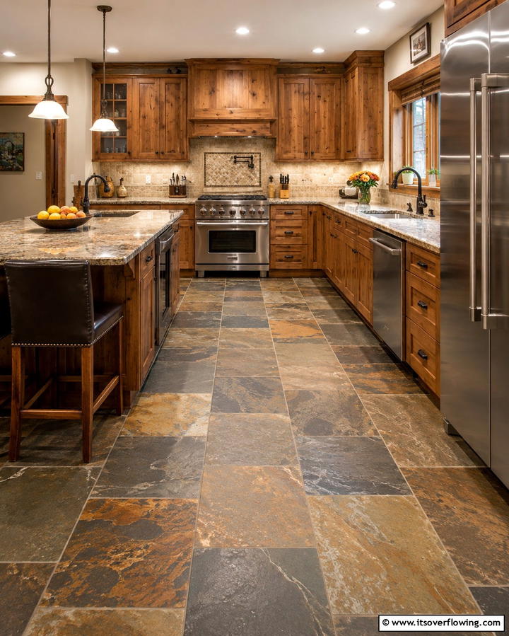 Rustic Charm with Natural Slate Floors - 25 Kitchens With Slate Floors for a Durable and Stylish Look