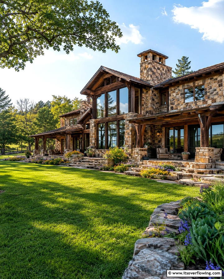 Rustic Charm with Natural Stone Facades - 25 Stone Exterior Home Ideas for a Timeless Look