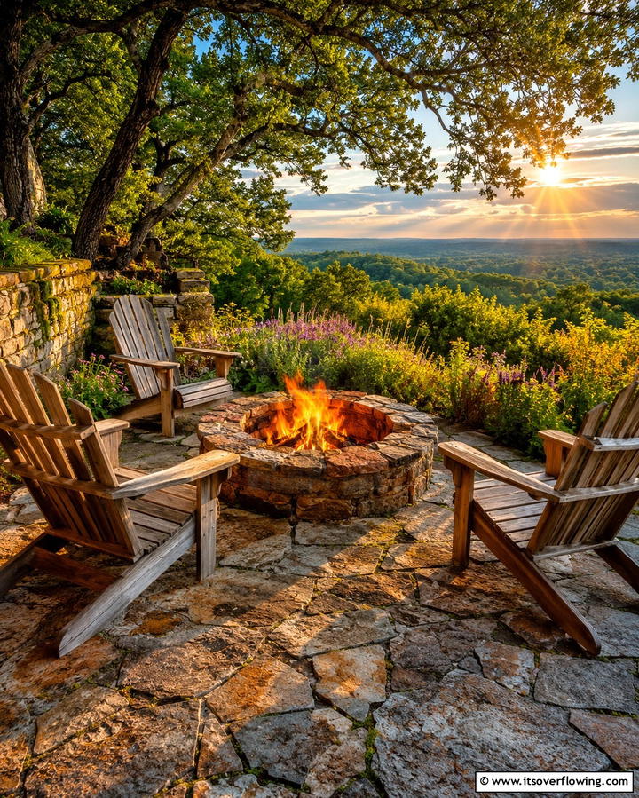 Rustic Charm with Natural Stone - 20 Stone Patio With a Fire Pit Ideas for Cozy Nights