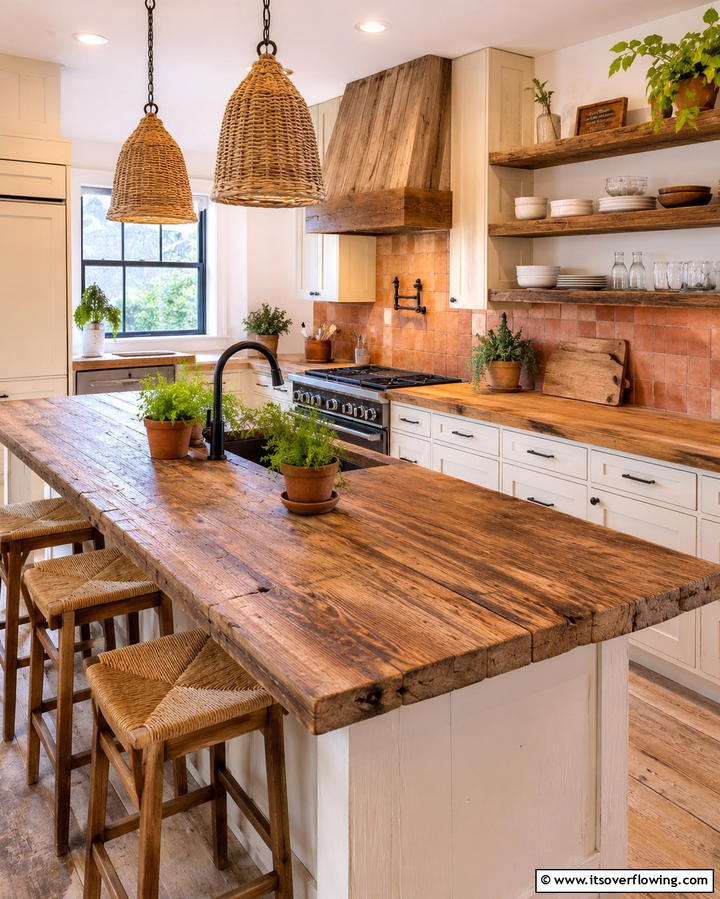 Rustic Charm with Reclaimed Wood Countertops - 20 Wood Countertop Ideas for a Natural and Stylish Kitchen
