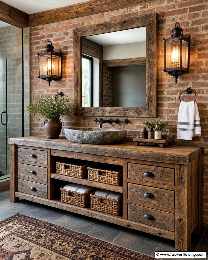 Rustic Charm with Reclaimed Wood - 20 Wood Bathroom Vanity Ideas for a Warm Look