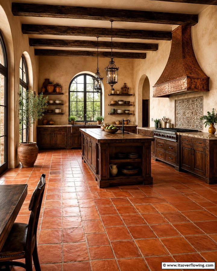 Rustic Charm with Terracotta Tiles - 25 Kitchen Floor Ideas to Transform Your Cooking Space