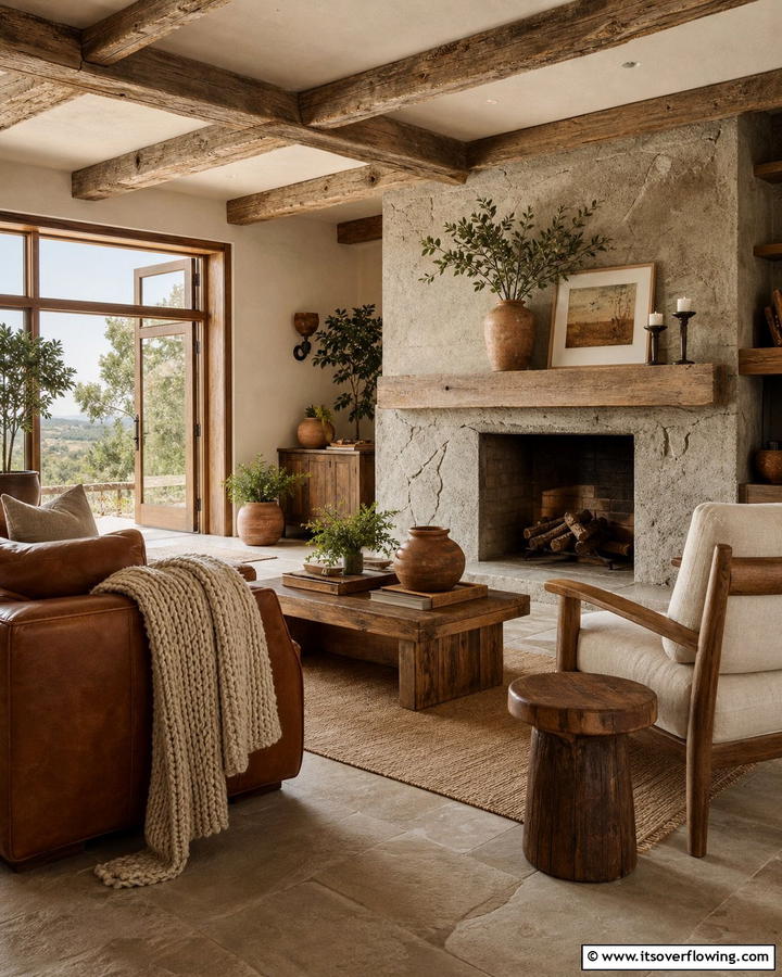 Rustic Charm with Textured Concrete - 20 Modern Concrete Fireplace Ideas for Your Home