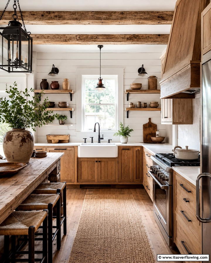 Rustic Charm with White Oak Accents - 30 White Oak Cabinet Kitchen Ideas for Timeless Style