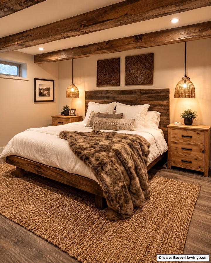 Rustic Charm with Wooden Accents - 25 Basement Bedroom Ideas for Cozy and Functional Spaces