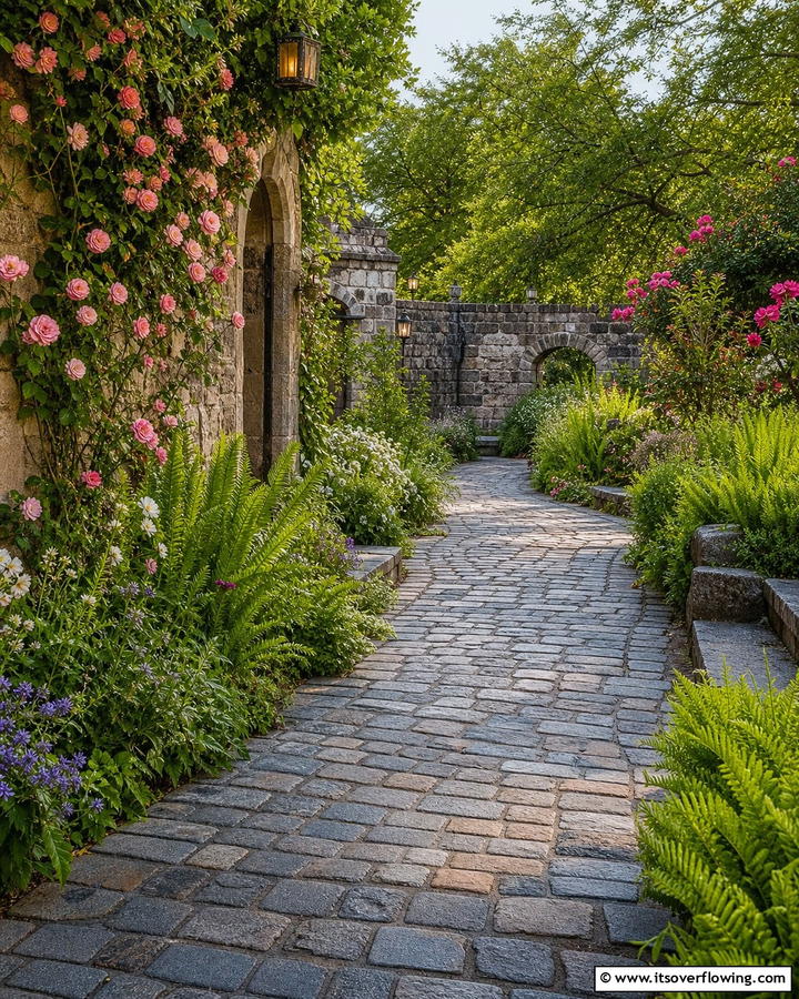 Rustic Cobblestone Charm - 20 Grey Paver Walkway Ideas for a Modern Landscape
