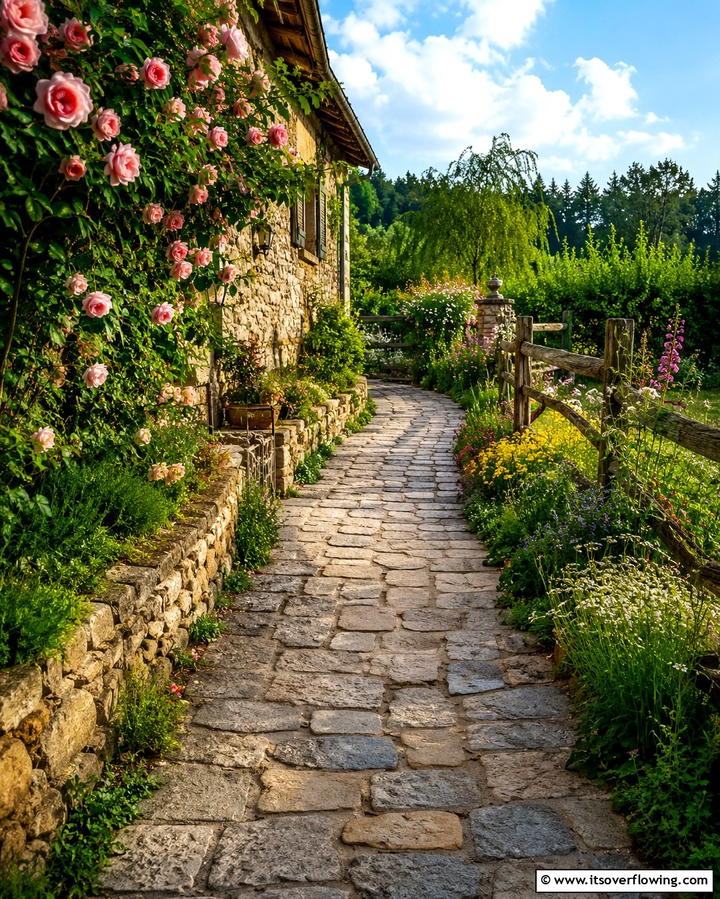 Rustic Cobblestone Style - 25 Concrete Paver Walkway Ideas for Durable Design