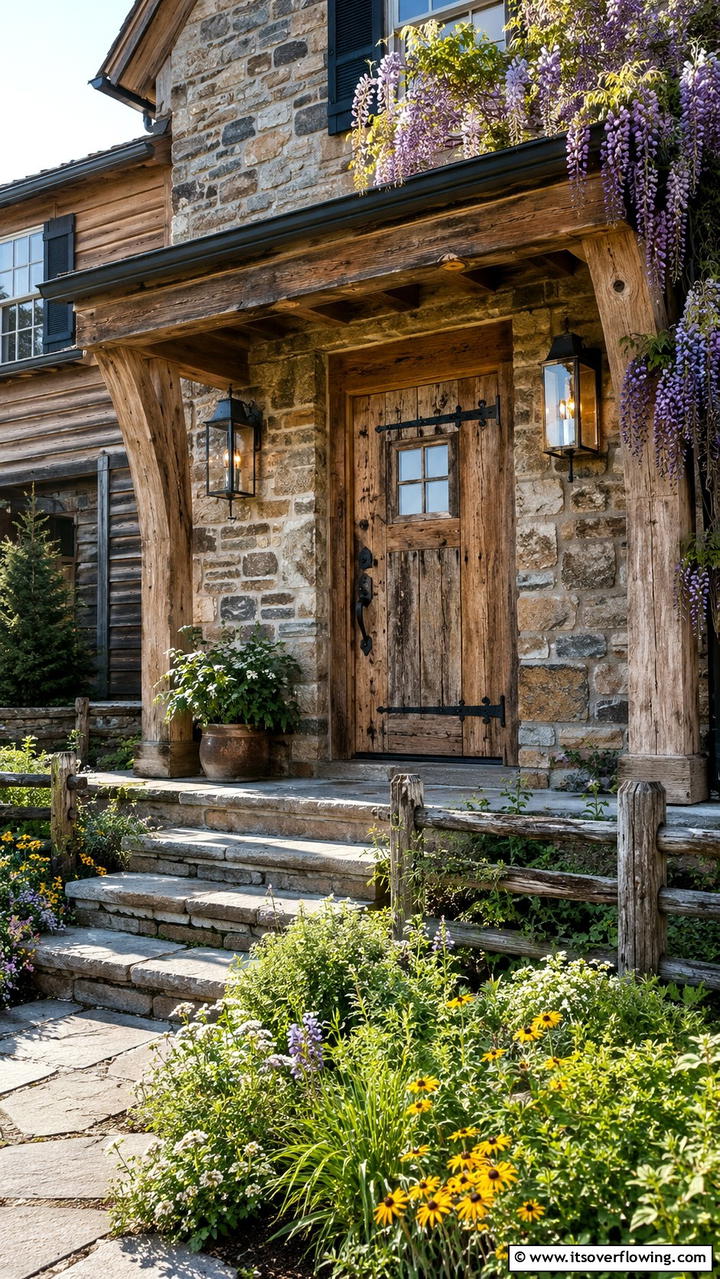 Rustic Colonial Blend - 30 Colonial Front Door Ideas to Enhance Your Home’s Charm