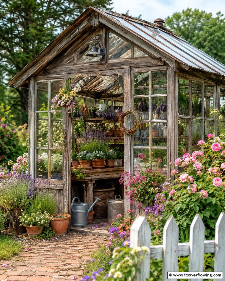 Rustic Cottage Greenhouse - 25 Fantasy Greenhouse Ideas for a Magical Garden Escape