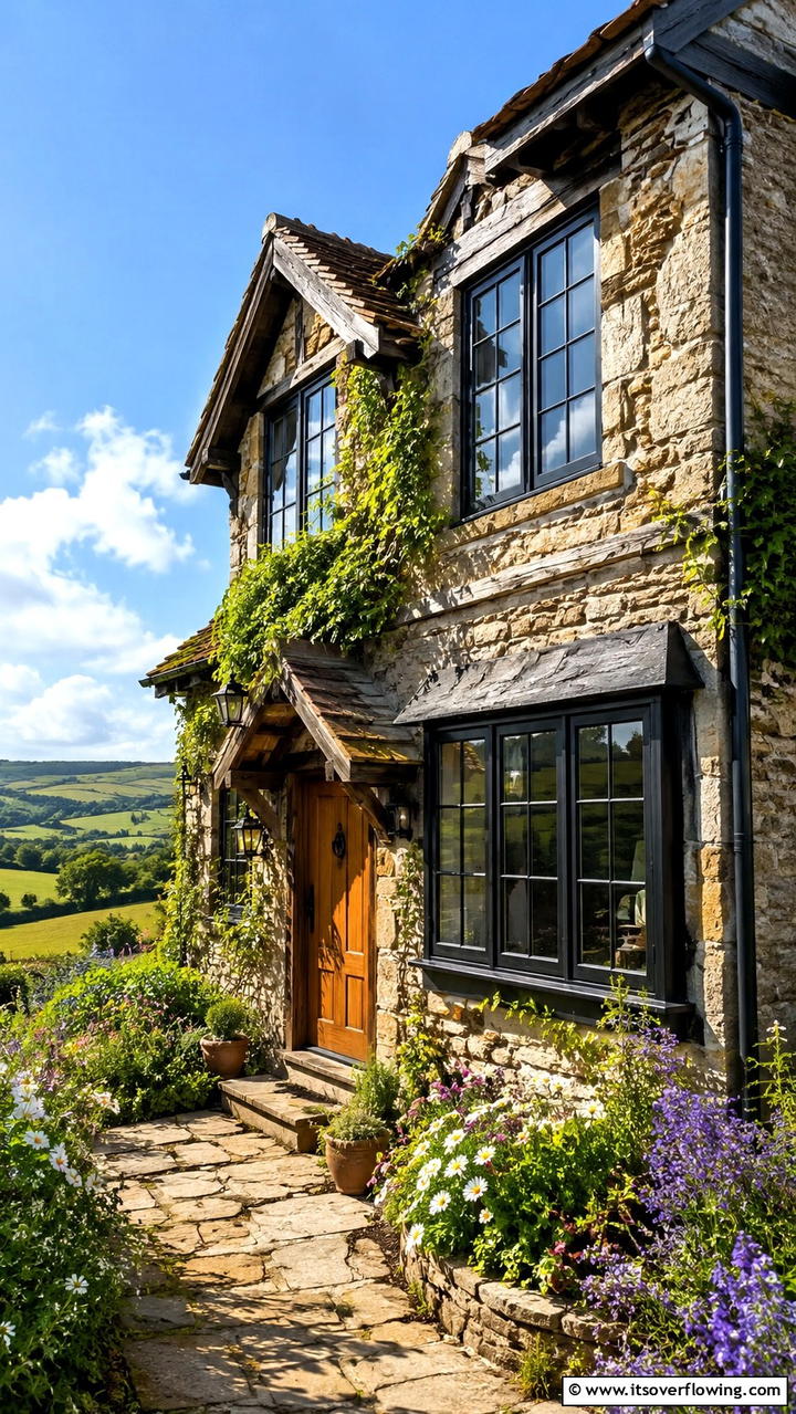 Rustic Cottage with Bold Black Windows - 30 Modern House Designs With Black Windows Inspiration