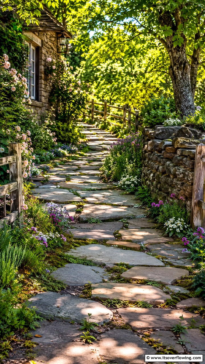 Rustic Country Flagstone Trail - 30 Flagstone Walkway Ideas for Charming Pathways