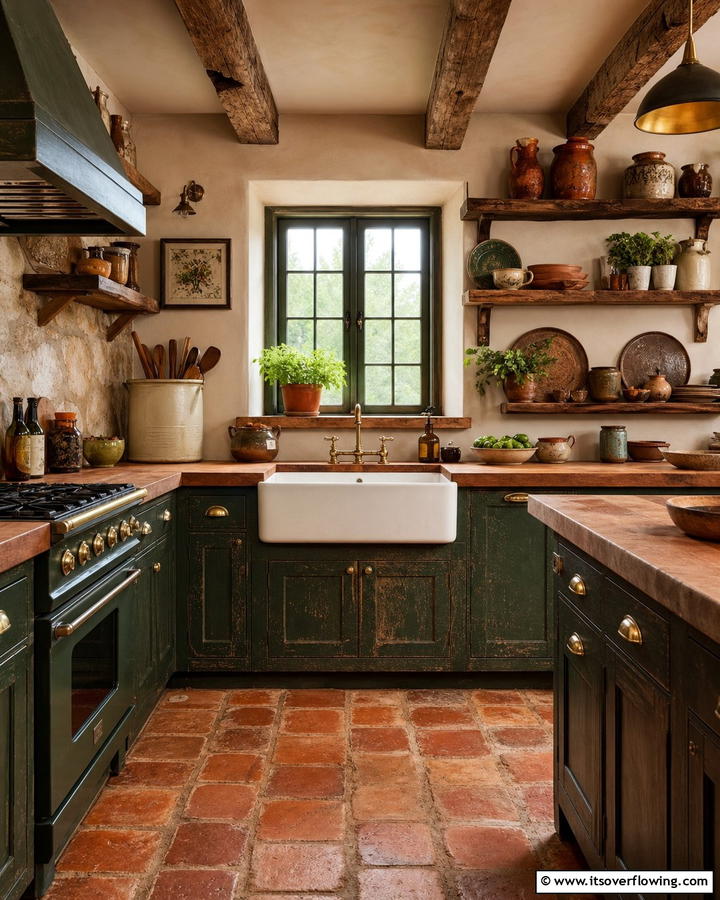 Rustic Dark Green Charm - 21 Dark Green Kitchen Ideas for Bold Cabinetry