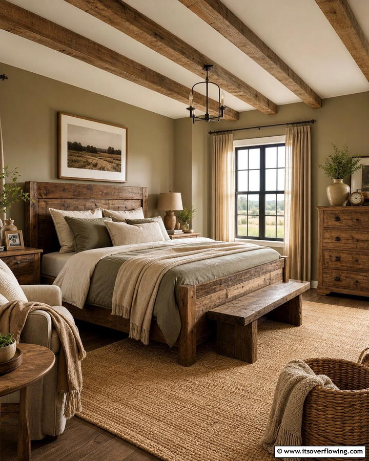 Rustic Decor Pairing with Khaki - 20 Khaki Bedroom Ideas for a Neutral and Relaxing Space