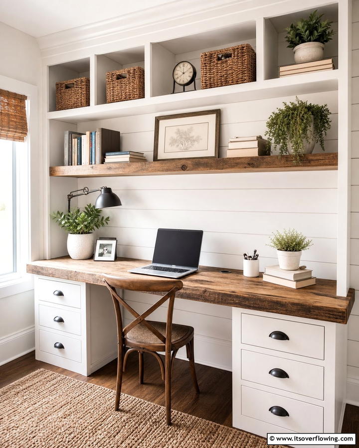 Rustic Desk with Reclaimed Wood - 25 Stylish Built-in Desk Ideas for Your Home Office