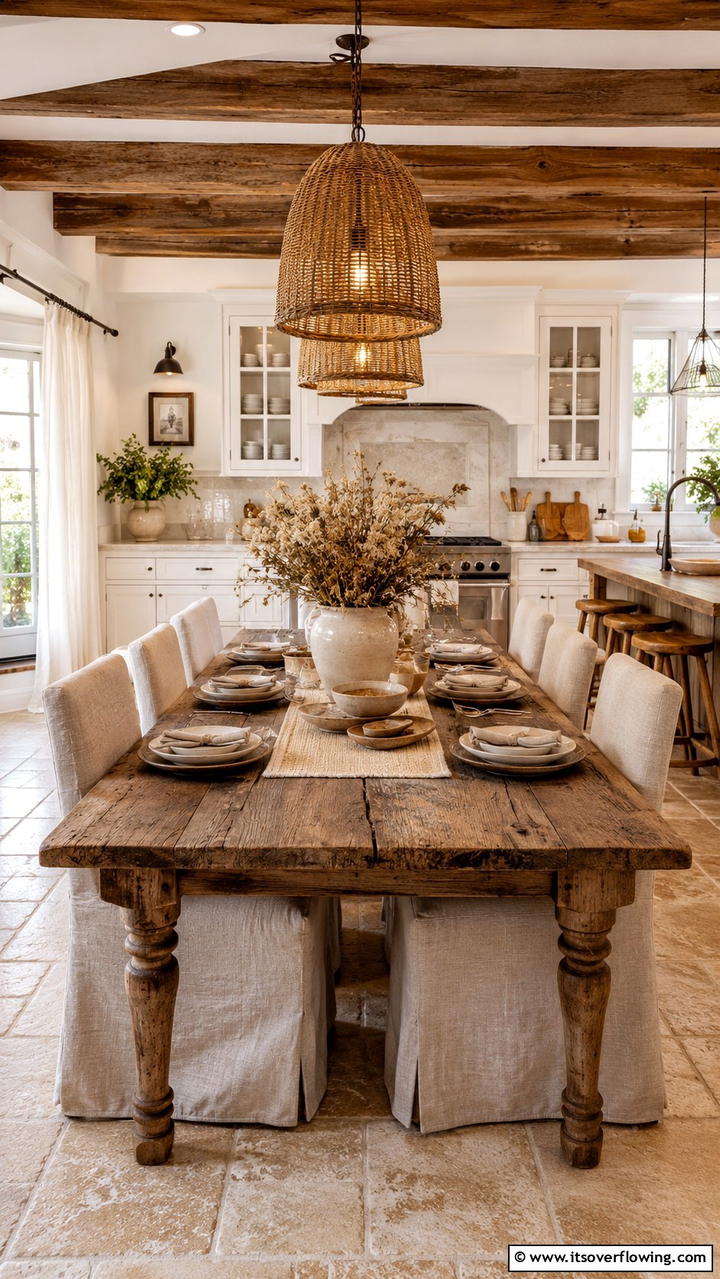 Rustic Dining Table Focus - 30 Cottage Kitchen Ideas for Cozy, Charming Farmhouse Style