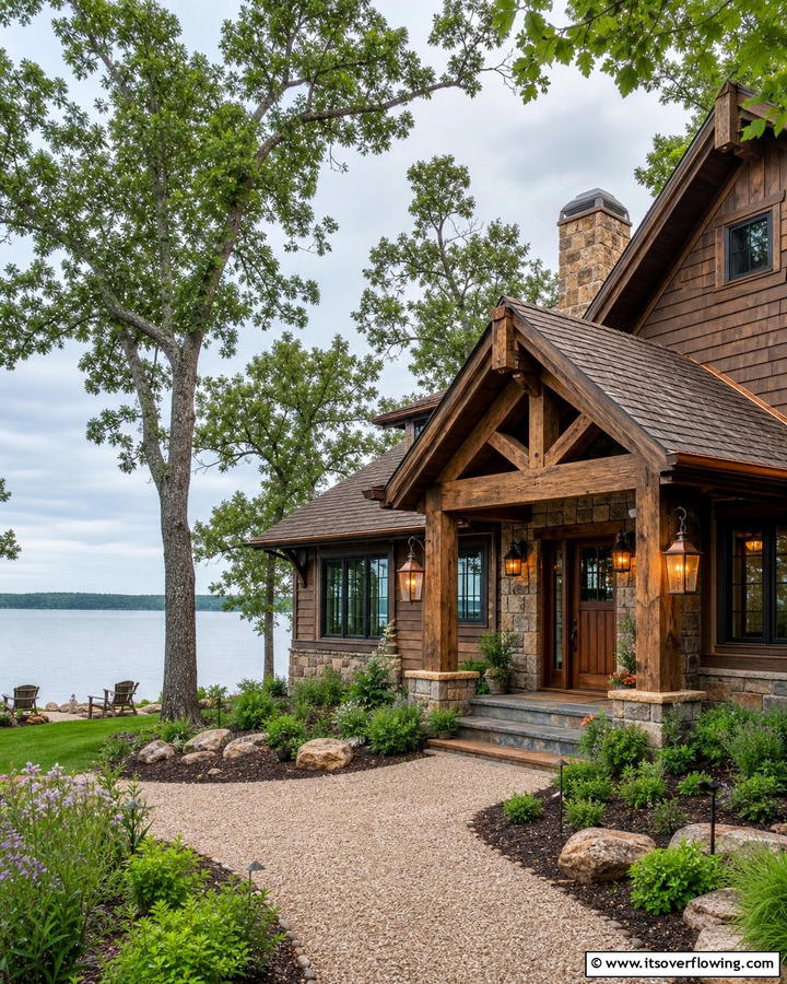 Rustic Earthy Brown Tones - 30 Lake House Exterior Color Ideas Inspired by Nature