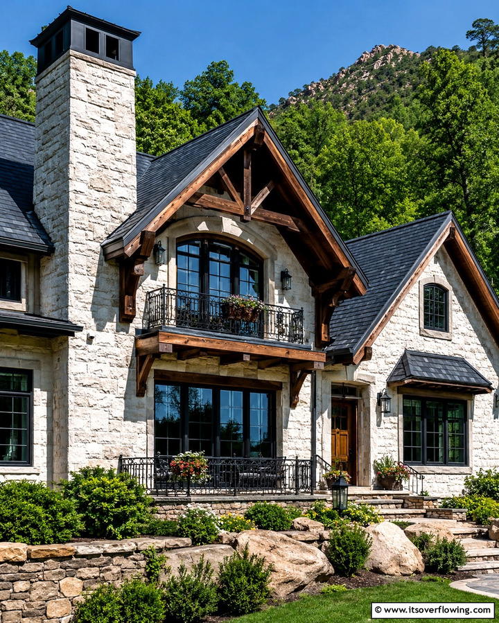 Rustic Elegance - 25 White Exterior Home with a Black Roof Ideas