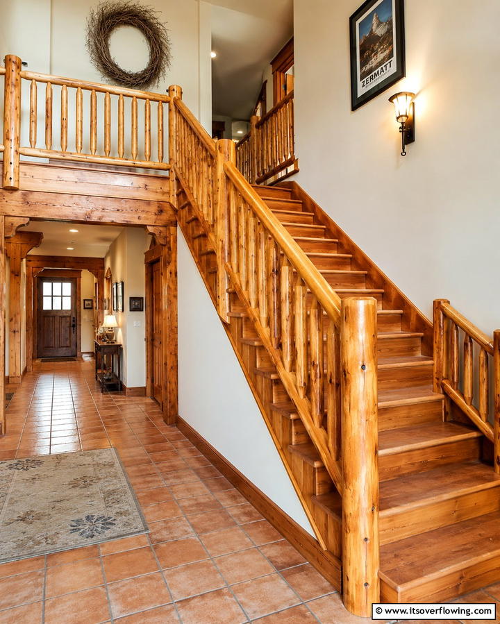 Rustic Elegance with Warm Hues - 30 Rustic Farmhouse Stair Railing Ideas & Designs