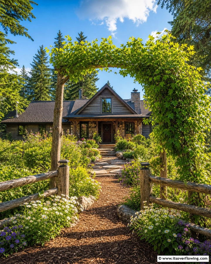 Rustic Evergreen Retreat - 30 Front Yard Evergreen Landscaping Ideas for Year-Round Beauty
