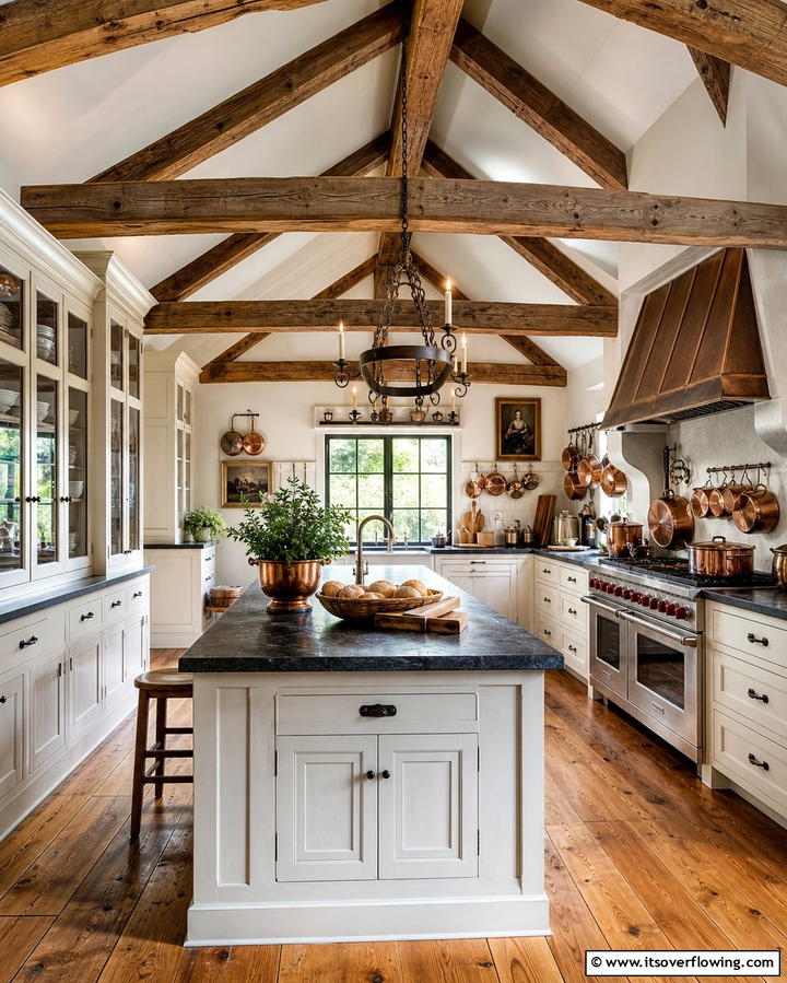 Rustic Exposed Beams - 25 Vaulted Ceiling Kitchen Ideas for a Spacious Feel