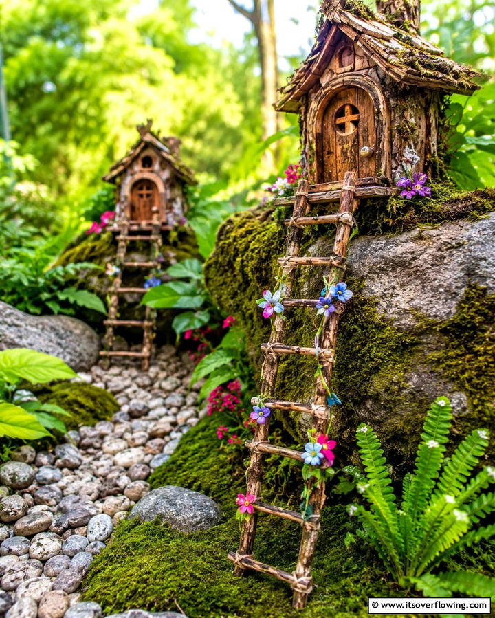 Rustic Fairy Ladders - 25 Fairy Garden Ideas to Create a Magical Outdoor Space