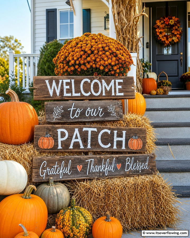 Rustic Fall Wooden Signs - 21 Fall Outdoor Decorating Ideas for a Cozy Vibe