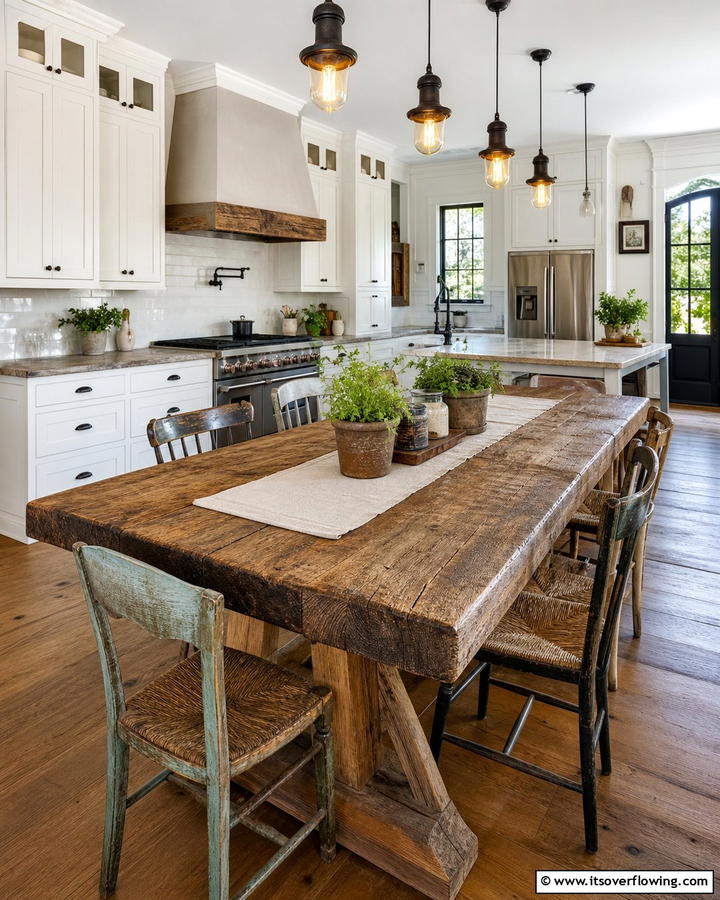 Rustic Farm Table - 21 Rustic Kitchen Concepts for Warm Farmhouse-Inspired Designs