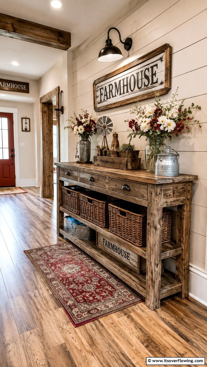 Rustic Farmhouse - 30 Console Table Decor Ideas- Elevate Entryways and Halls