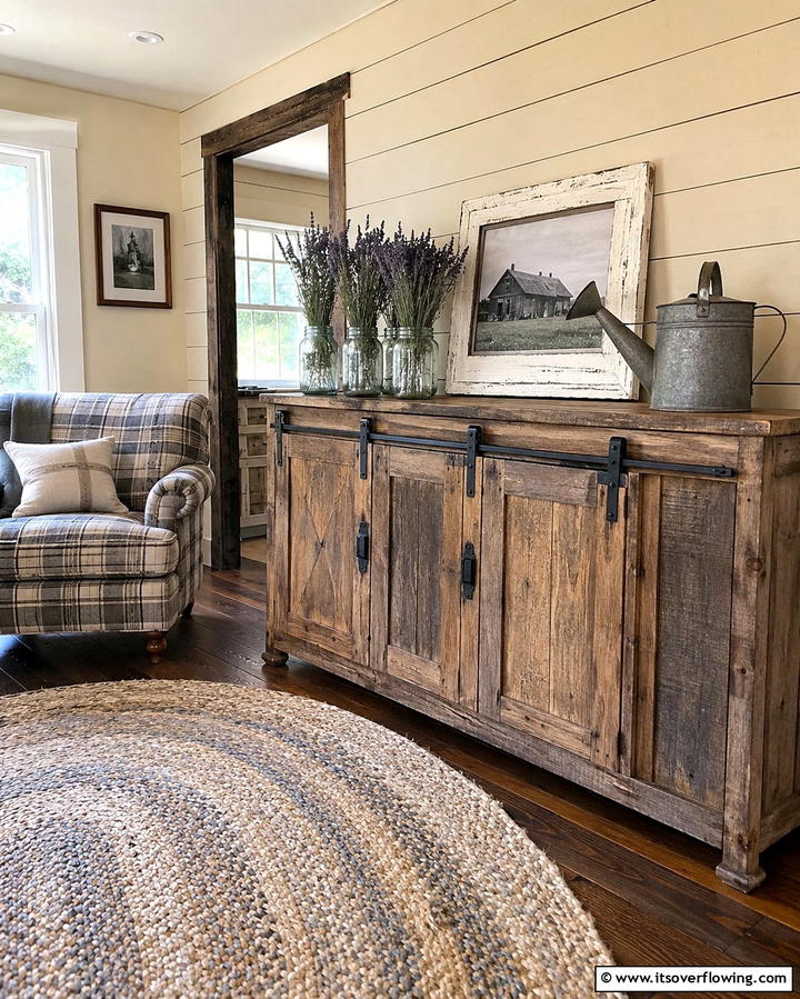 Rustic Farmhouse Aesthetic - 25 Sideboard Decor Ideas to Enhance Your Living Space