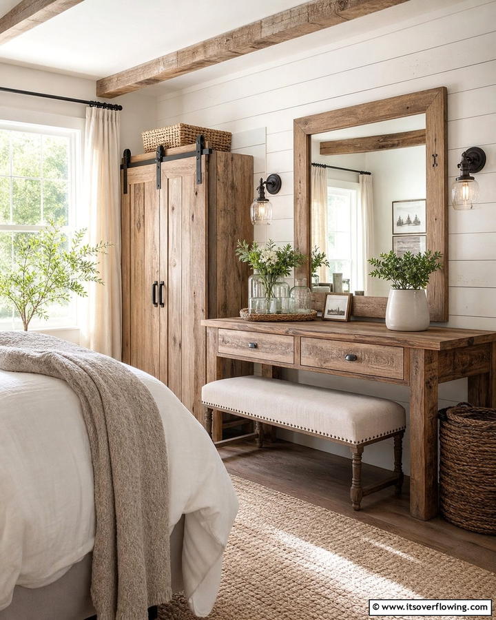Rustic Farmhouse Appeal - 20 Dressing Table Ideas for a Chic and Functional Space