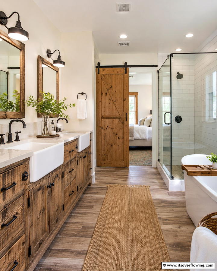 Rustic Farmhouse Bathroom - 30 Stylish Bathroom Decor Ideas for a Spa-Like Retreat