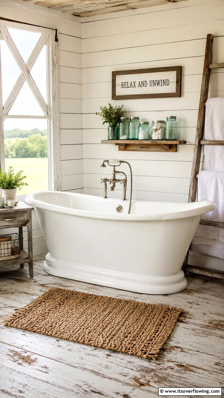 Rustic Farmhouse Bathtub - 30 Bathtub Ideas for a Luxurious and Relaxing Bathroom