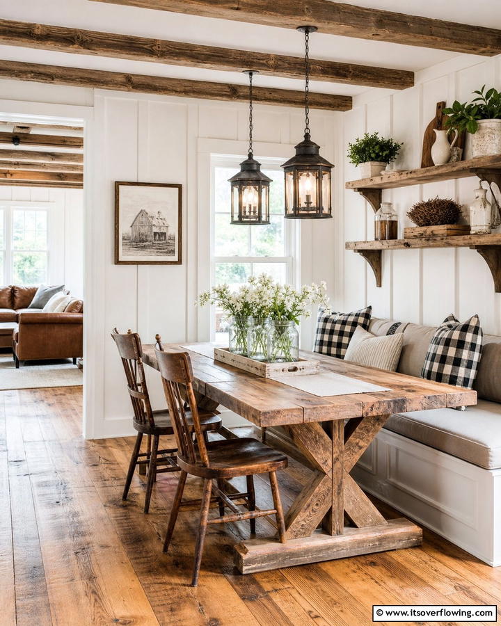 Rustic Farmhouse Breakfast Nook - 21 Cozy Breakfast Nook Ideas for Charming Kitchen Corners