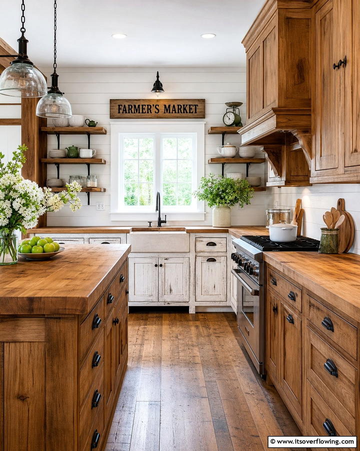 Rustic Farmhouse Cabinets - 21 Country Kitchen Ideas with Farmhouse Appeal