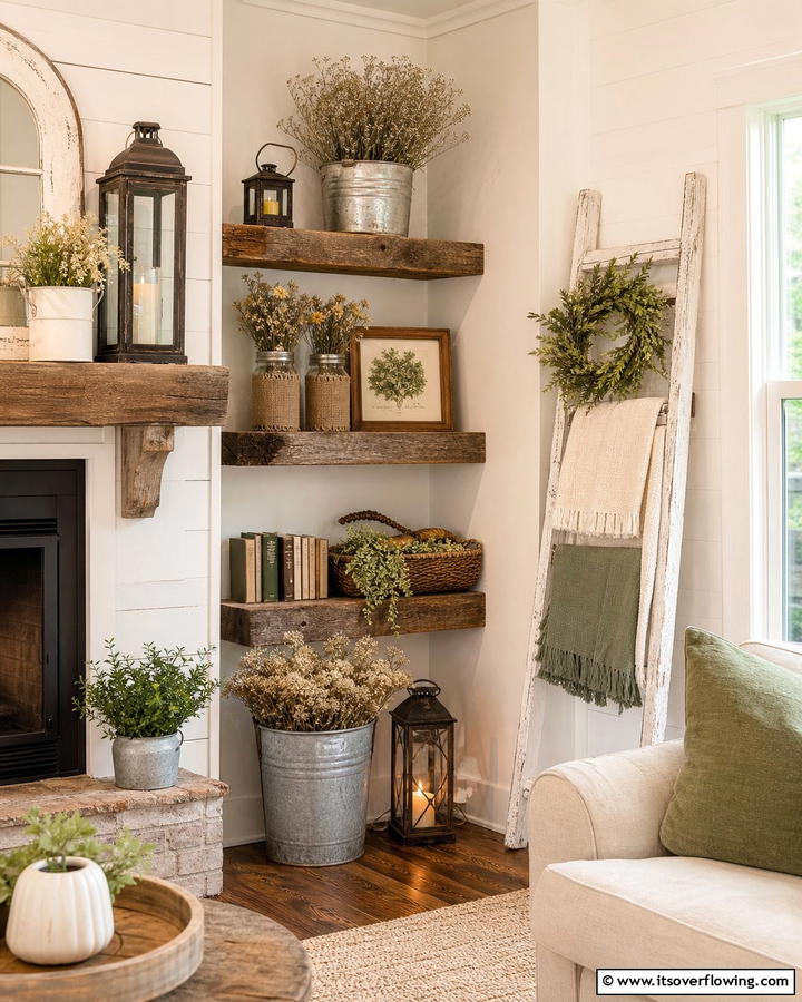 Rustic Farmhouse Charm - 21 Corner Decoration Ideas to Utilize Empty Spaces