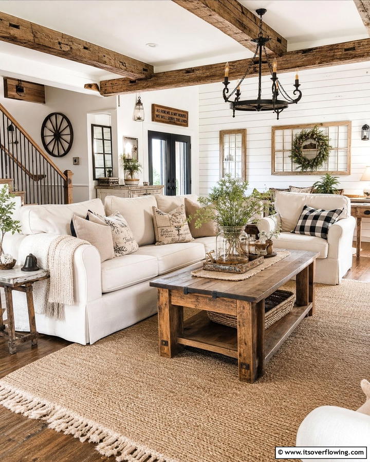 Rustic Farmhouse Charm - 21 Country Living Room Ideas with Rustic Elegance