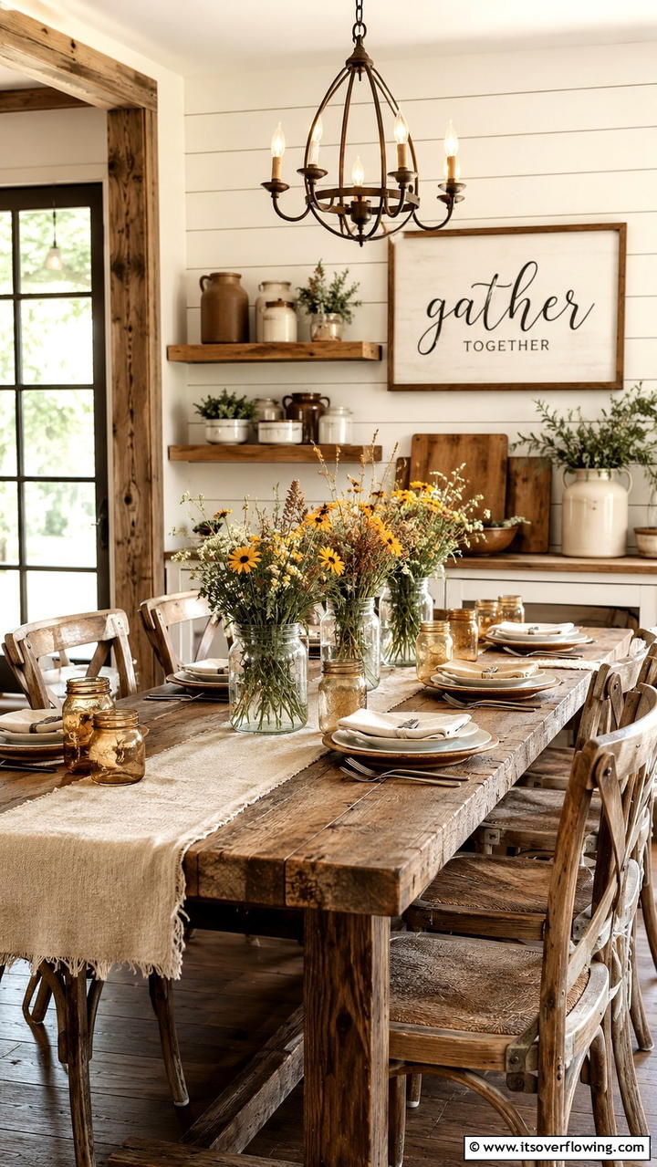 Rustic Farmhouse Charm - 21 Elegant Tablescape Ideas for Memorable Dining Experiences