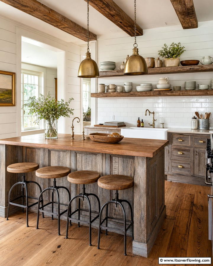 Rustic Farmhouse Charm - 21 Kitchen Peninsula Ideas for Functional Layouts