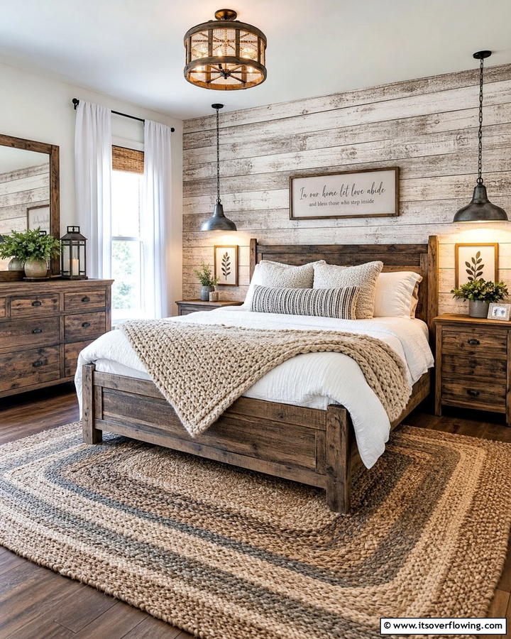Rustic Farmhouse Charm - 21 Stunning Bedroom Wallpaper Ideas to Elevate Your Sanctuary