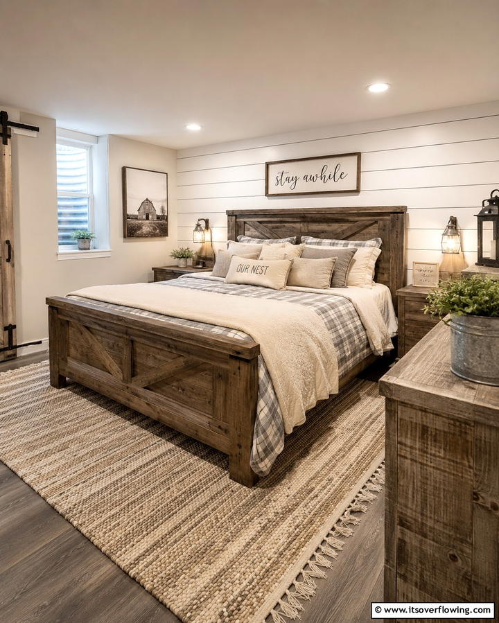 Rustic Farmhouse Charm - 25 Basement Bedroom Ideas for Cozy and Functional Spaces