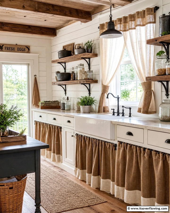 Rustic Farmhouse Curtains - 21 Kitchen Curtain Ideas to Enhance Light and Privacy