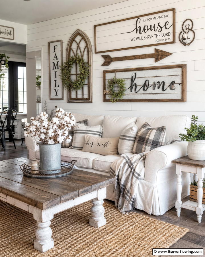 Rustic Farmhouse Decor - 30 Living Room Wall Decor Ideas to Elevate Your Space