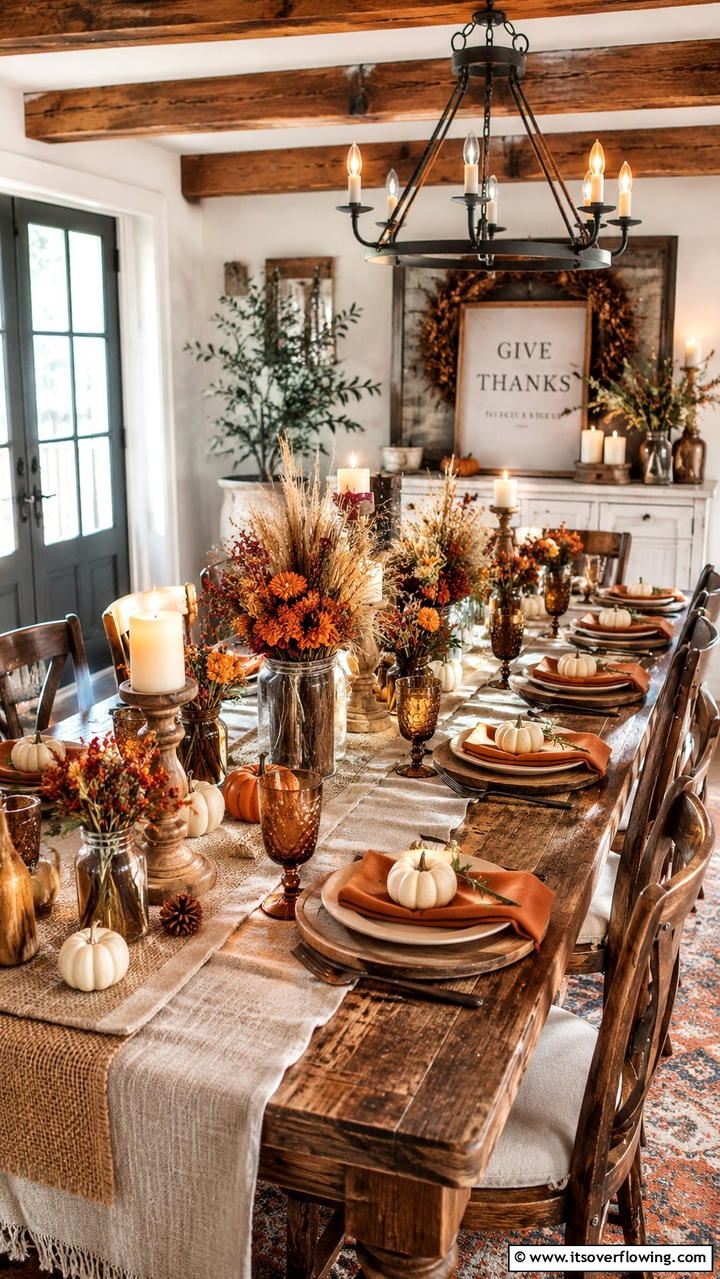Rustic Farmhouse Elegance - 21 Beautiful Thanksgiving Table Settings for Holiday Meals