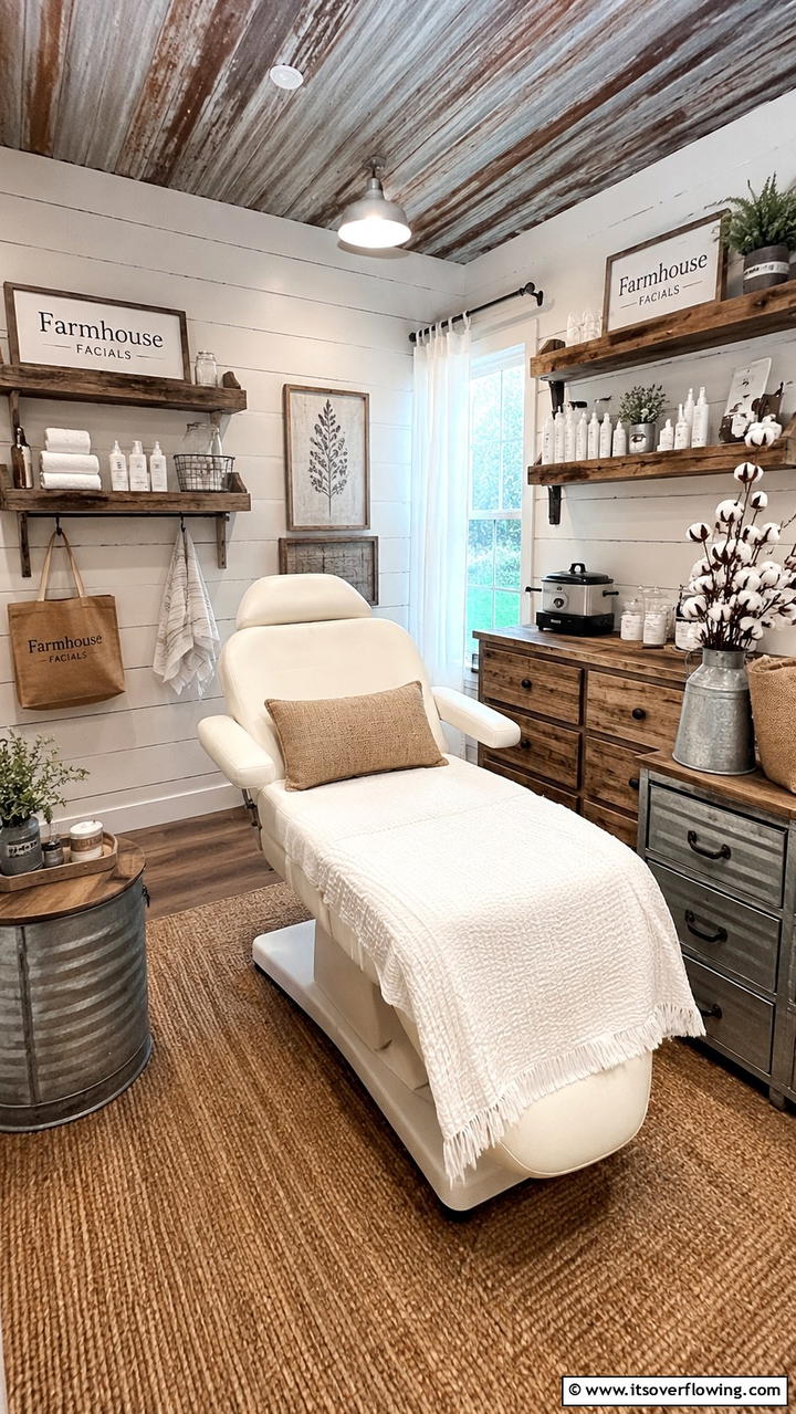 Rustic Farmhouse Facial Room - 30 Facial Room Ideas for At-Home Skincare Sanctuaries