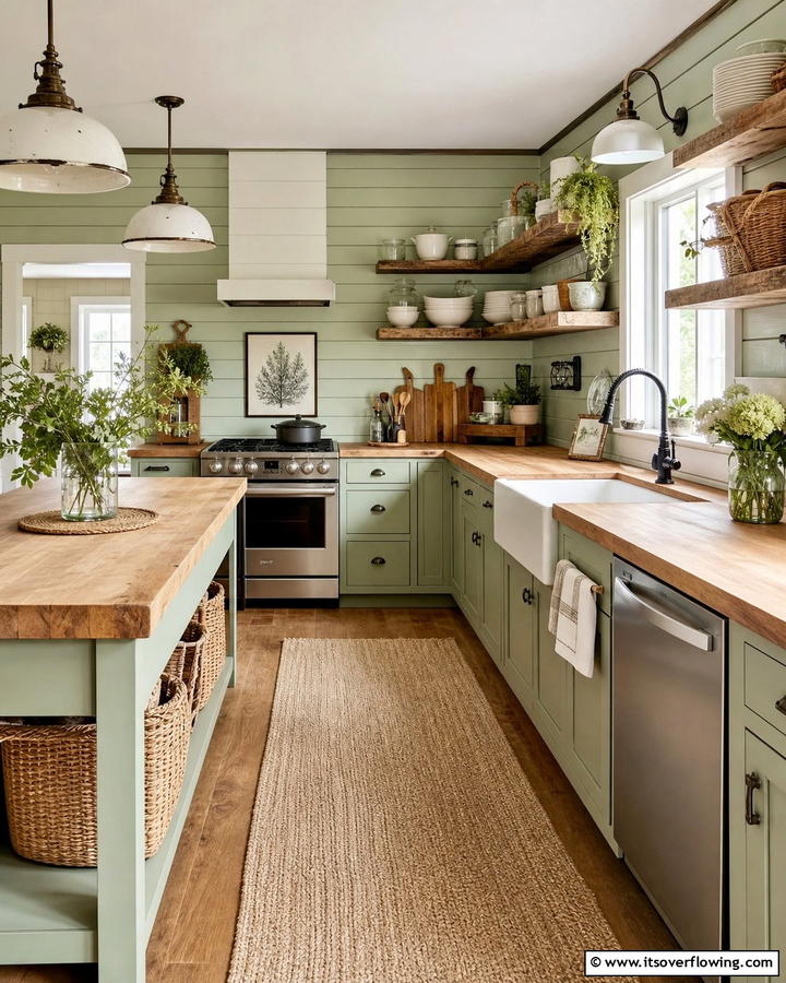 Rustic Farmhouse Flair - 21 Sage Green Paint Inspirations for Calming Interiors