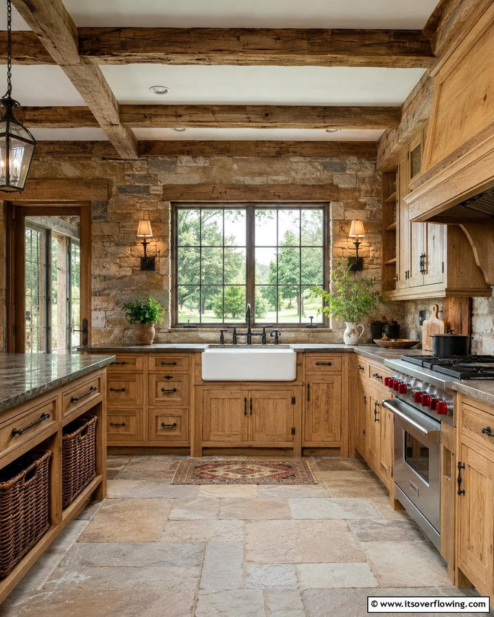 Rustic Farmhouse Kitchen - 30 White Oak Cabinet Kitchen Ideas for Timeless Style