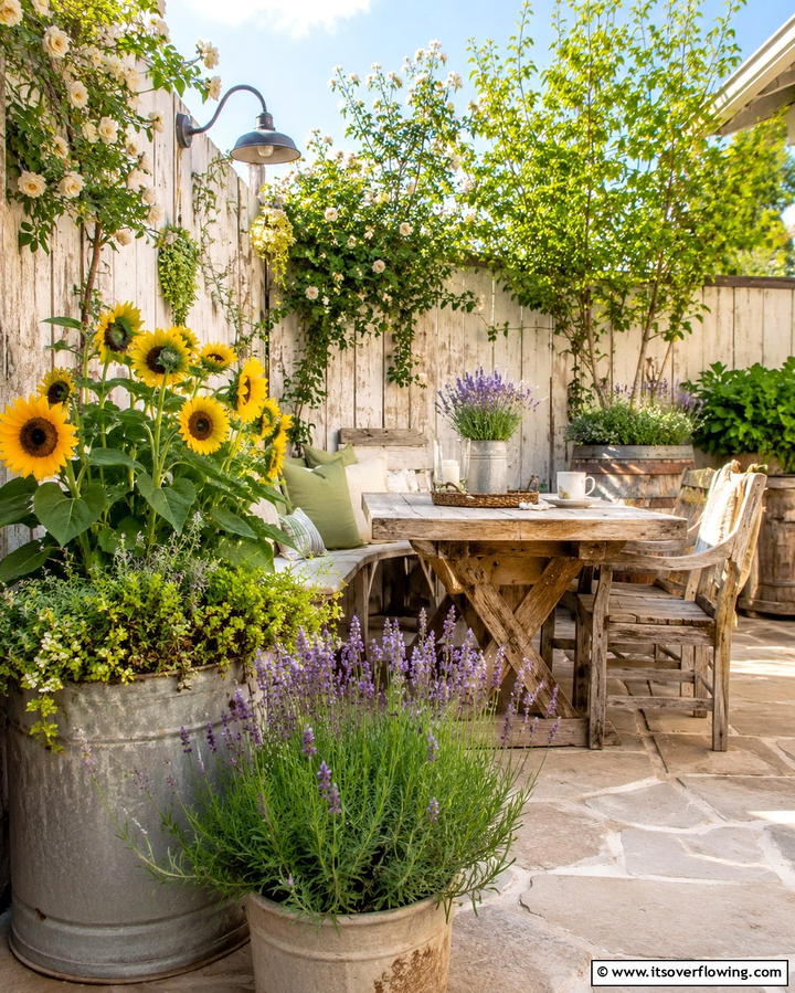 Rustic Farmhouse Patio - 30 Patio Garden Ideas for Lush Small-Space Greenery